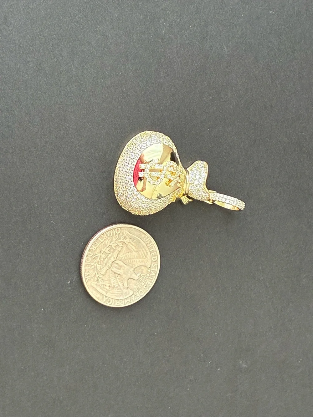 925 Sterling Silver money Pendant with Gold Tone Rope Chain